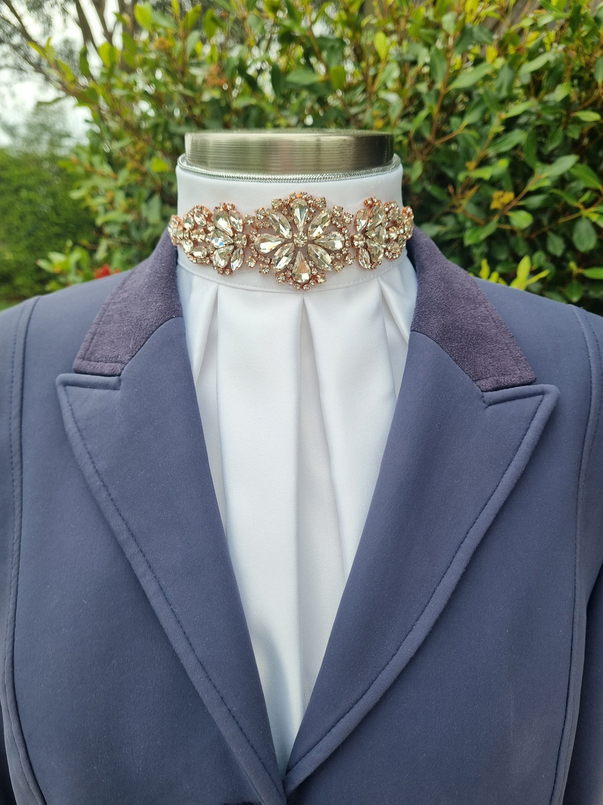 ERA Euro Royale - White satin with Rose Gold embellishment and silver piping
