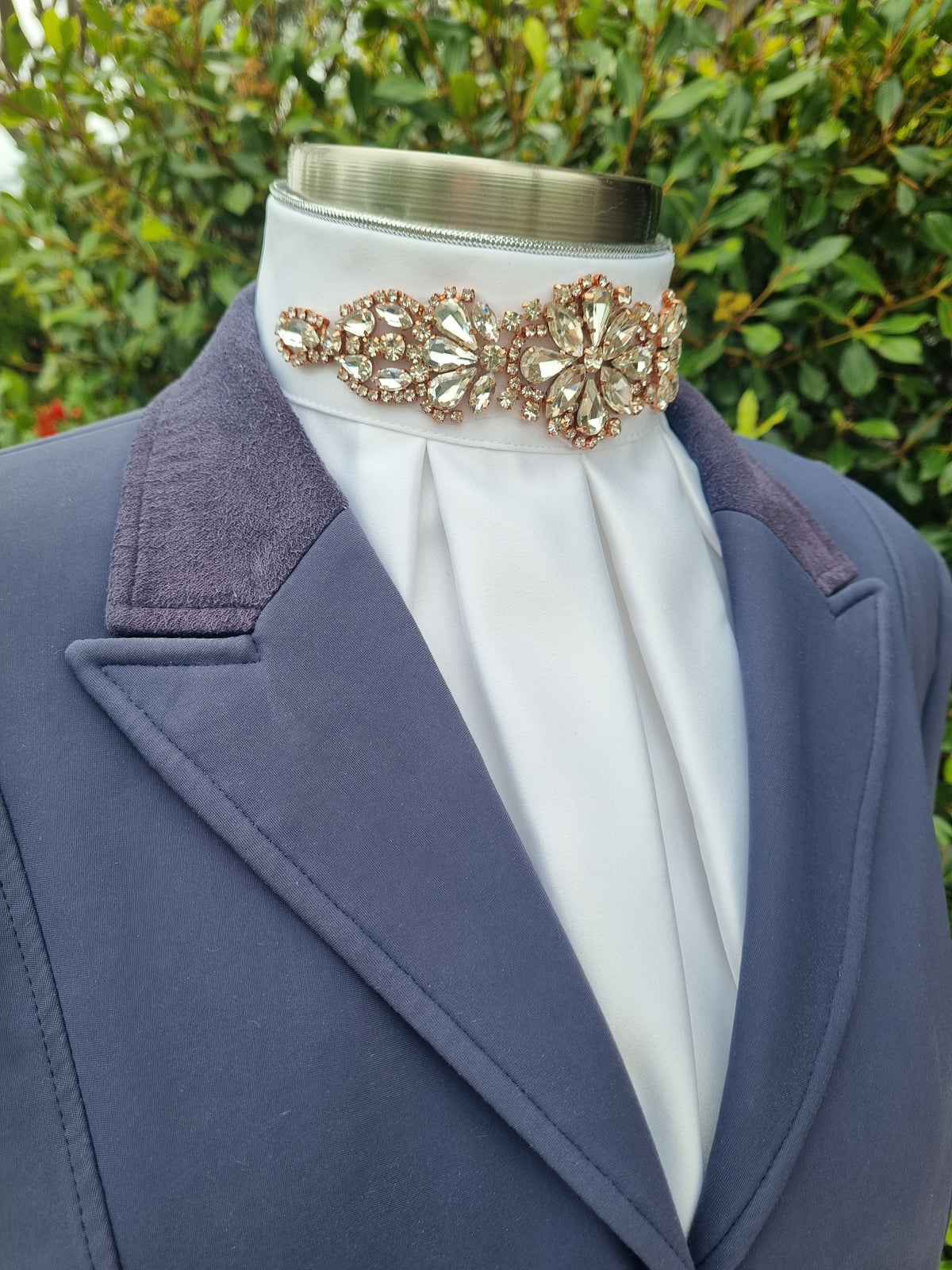 ERA Euro Royale - White satin with Rose Gold embellishment and silver piping