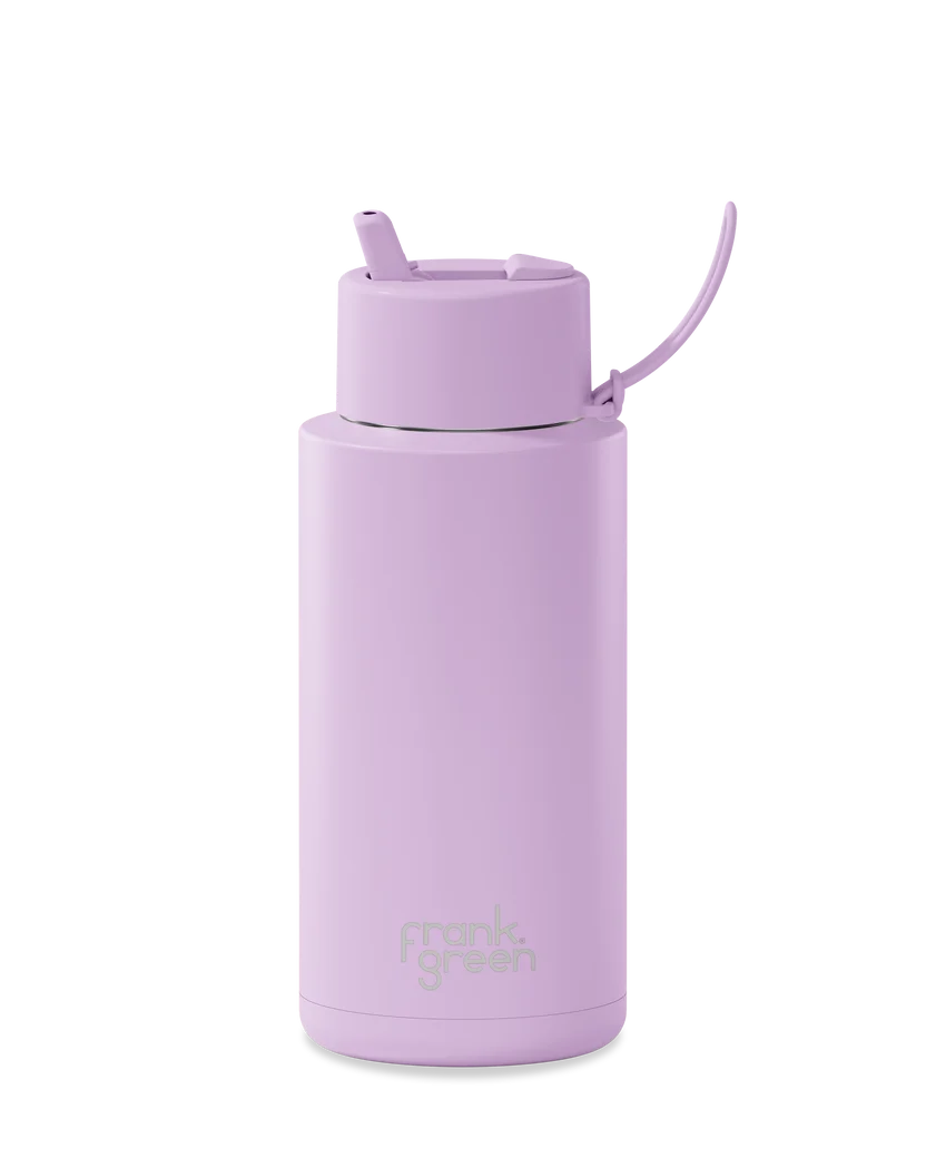 Frank Green 34oz Reusable Bottle Lilac Haze Flip Straw Lid