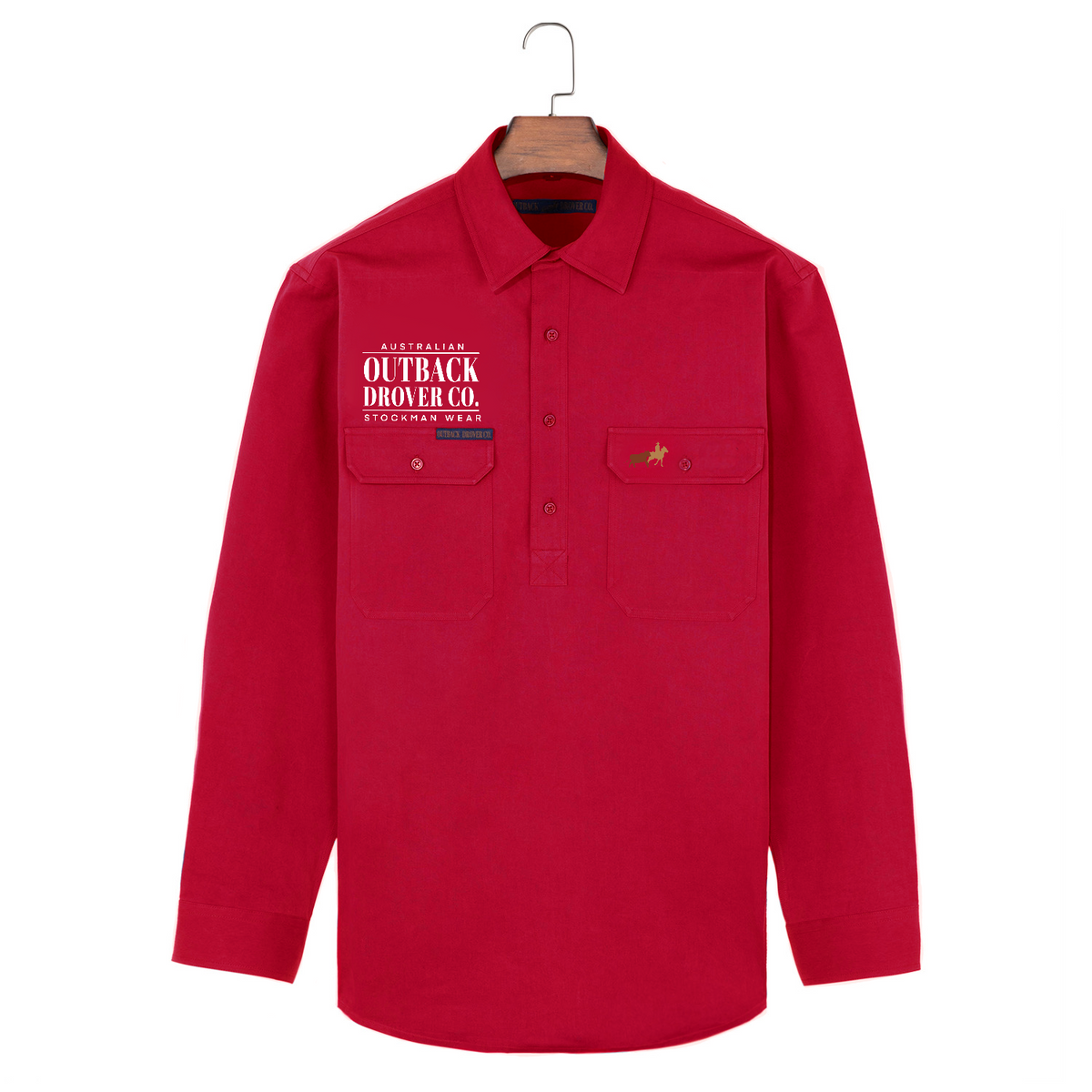 Willow 1/2 Button Ladies Workshirt - Red