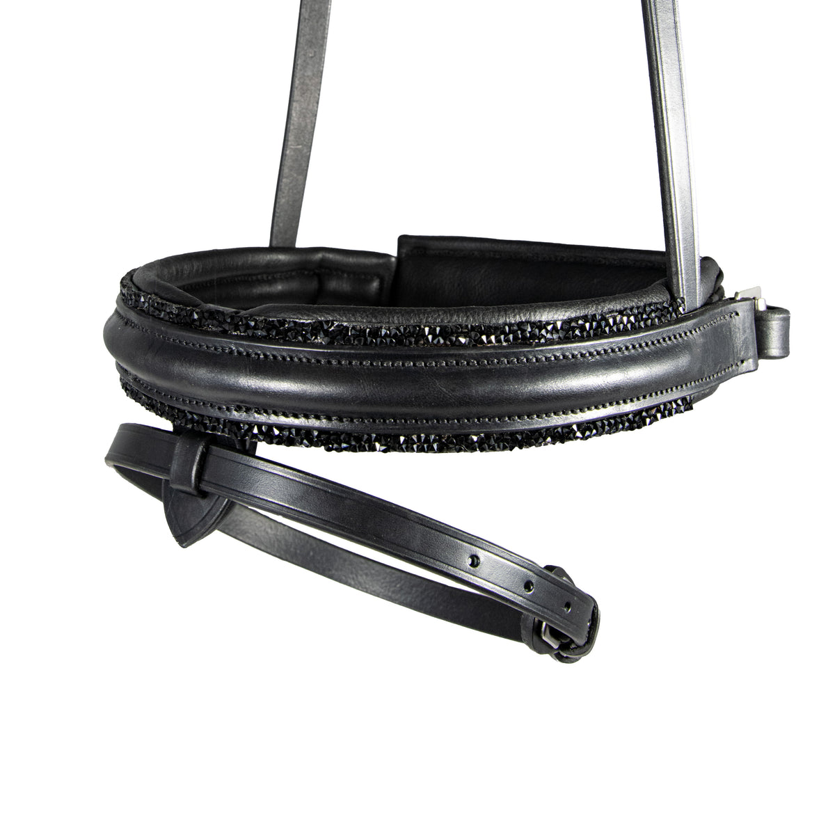 STRAIGHT RAISED CRYSTAL CONVERTER CRANK - BLACK SNAFFLE / DOUBLE NOSEBAND