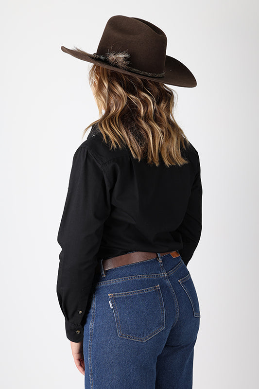 THE MATILDA FULL BUTTON WORK SHIRT - BLACK