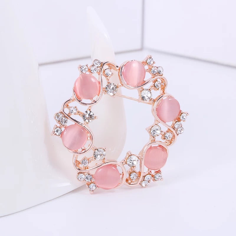 CHLOE Pink & gold crystal brooch – Free postage in Australia