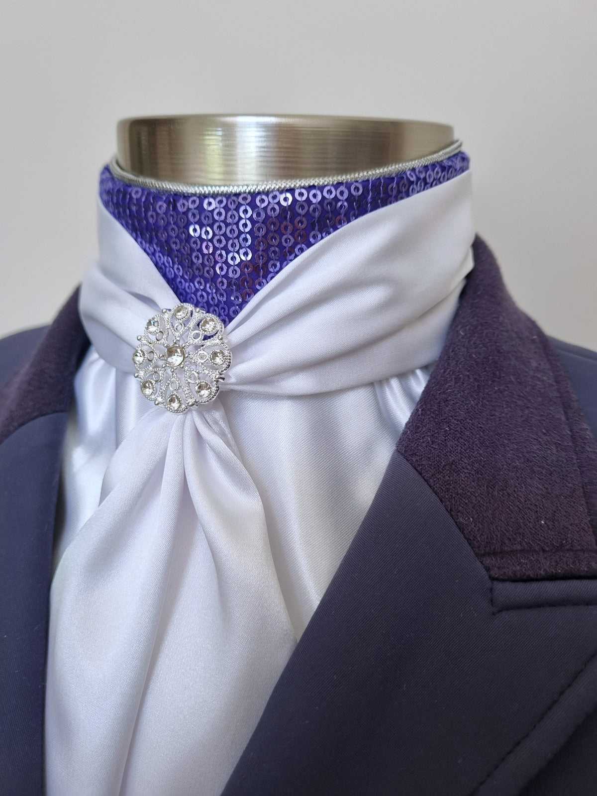 ERA Elle Stock Tie - Soft Ties with Purple sequins & brooch