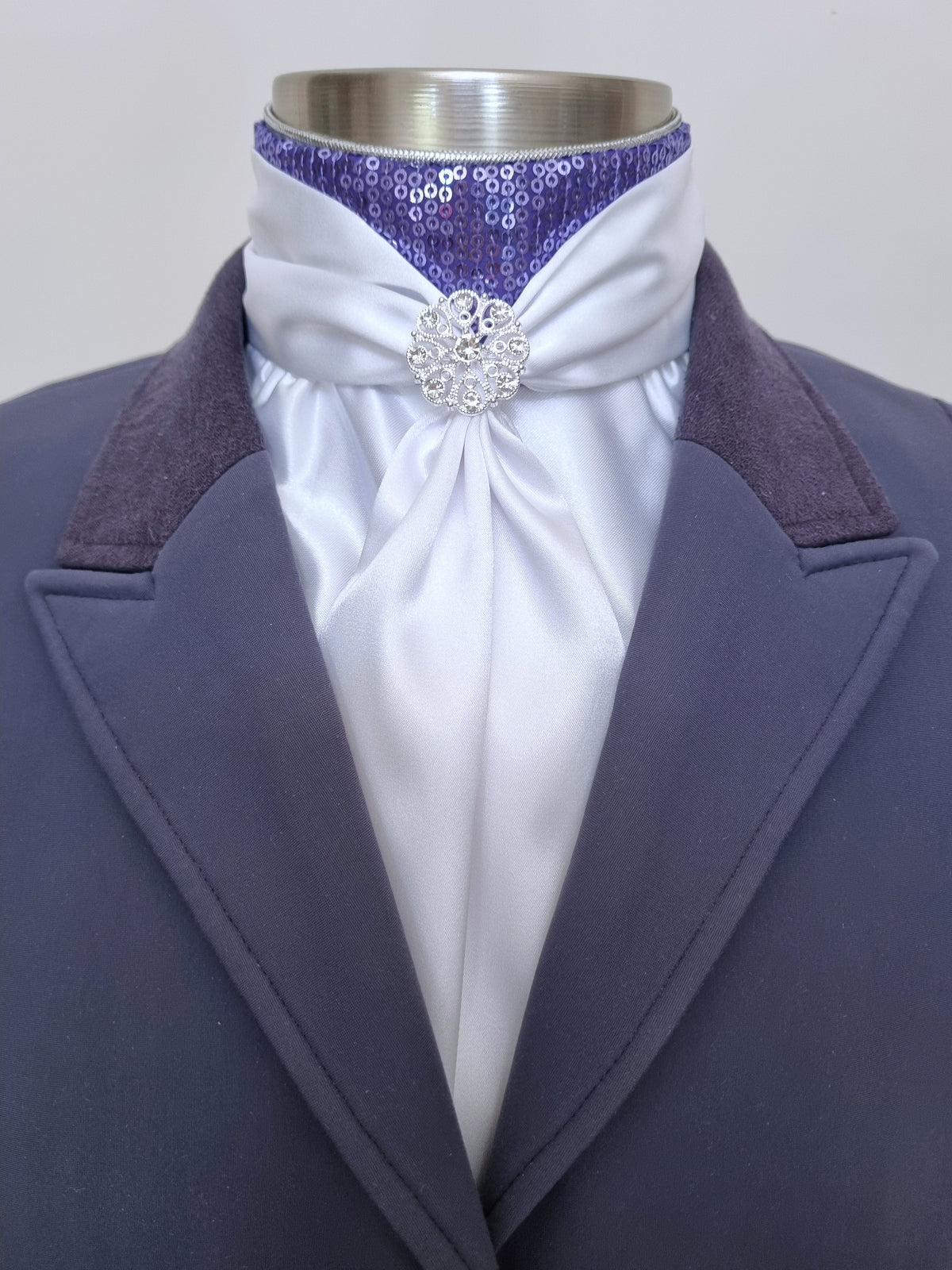 ERA Elle Stock Tie - Soft Ties with Purple sequins & brooch