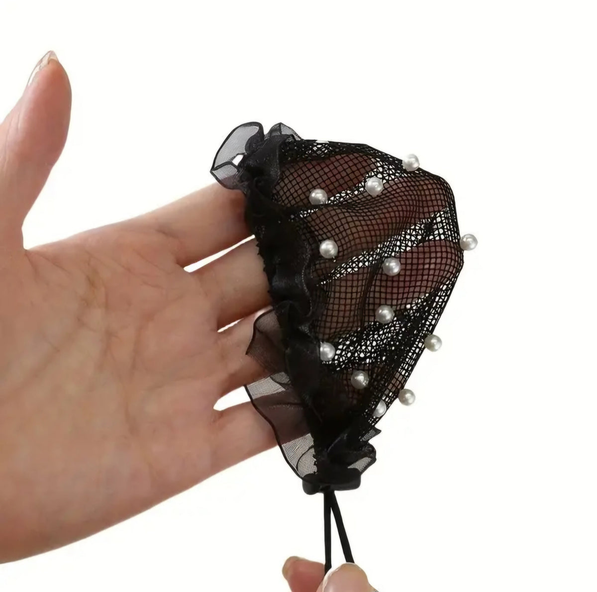 Elegant Pearl hair bun cover - Black - Free postage in Australia