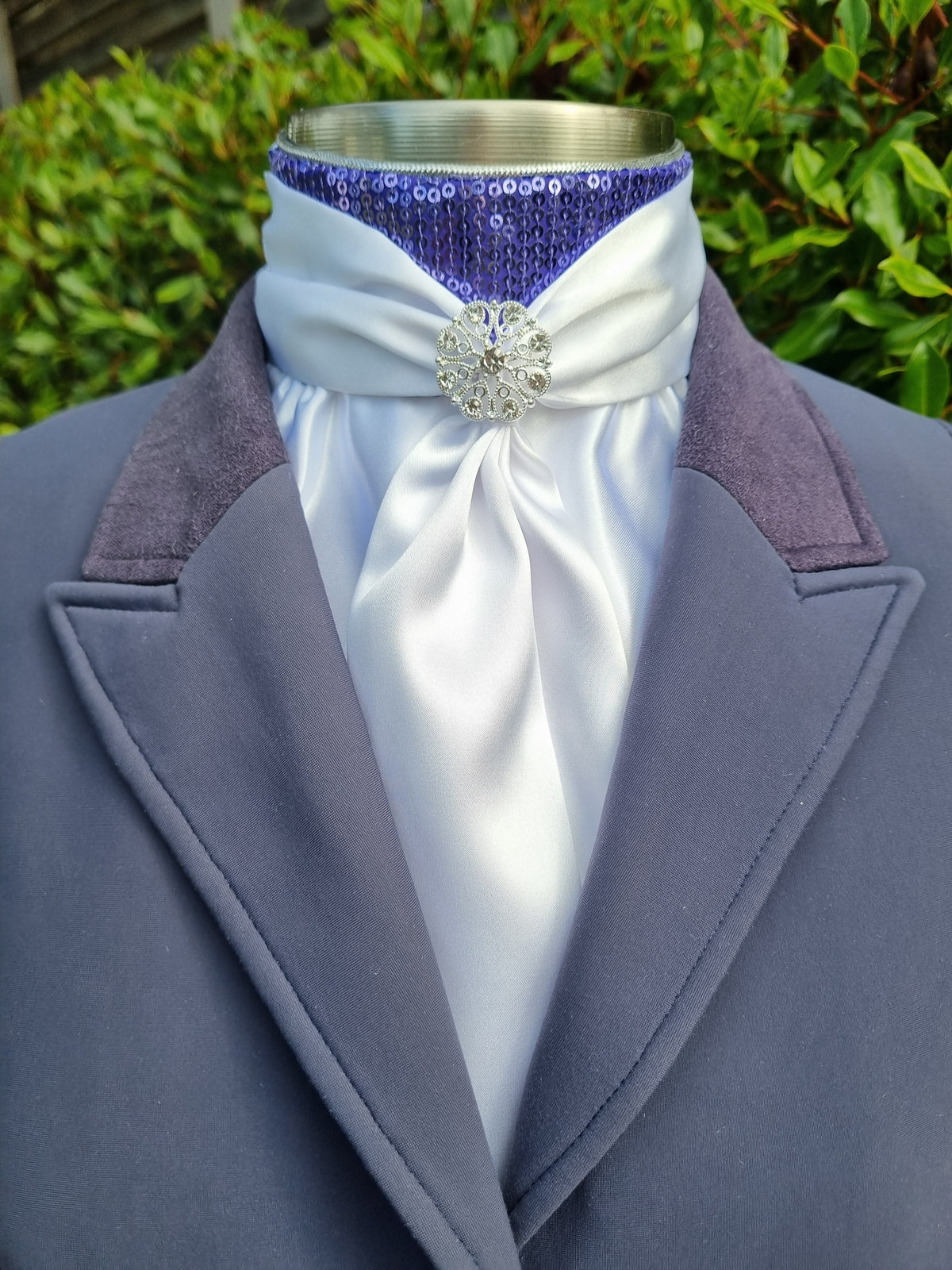 ERA Elle Stock Tie - Soft Ties with Purple sequins & brooch