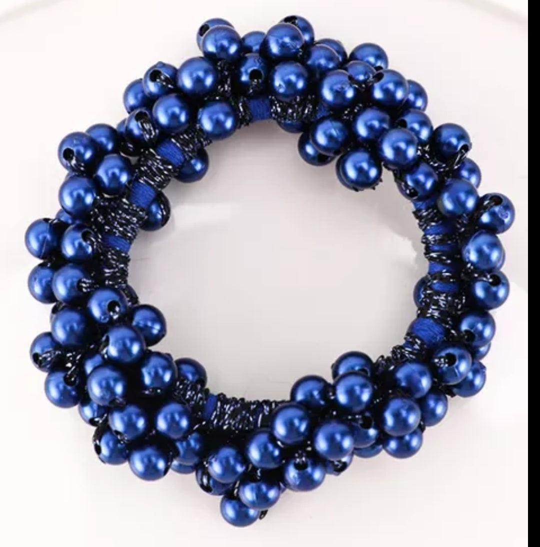 JODIE Pearl hair scrunchie - Natural, Navy, silver or Black