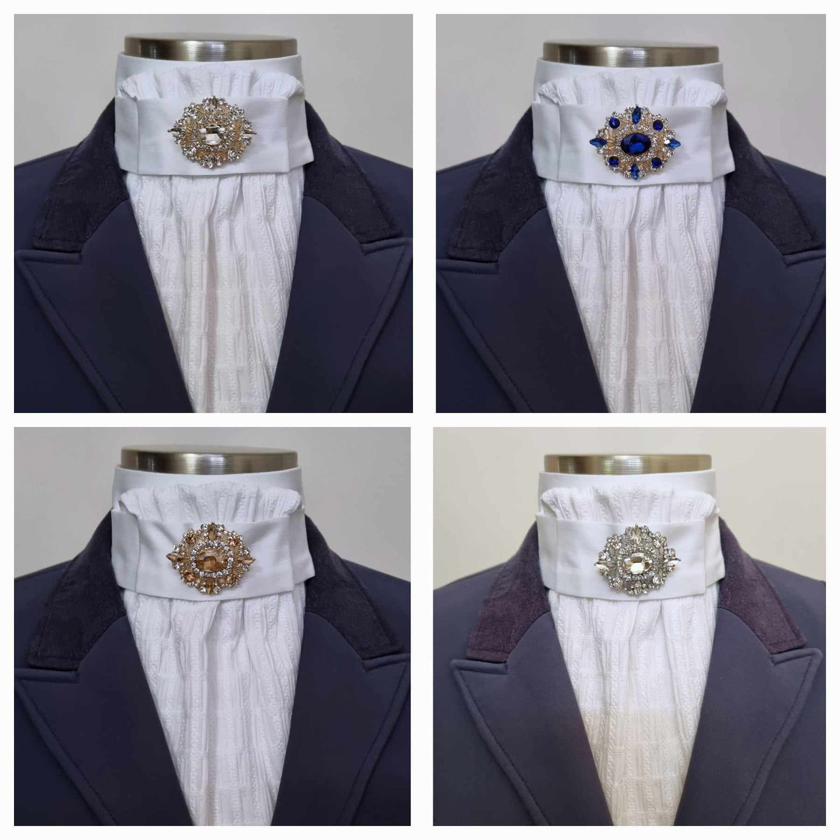 ERA EURO LYNDAL COTTON STOCK TIE - White & textured Cotton with antique brooch