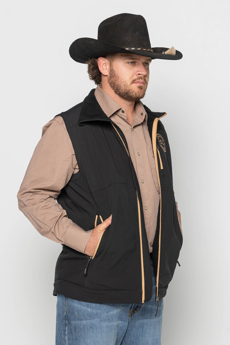 Mens - Maverick - Soft Shell Vest - Black & Tan
