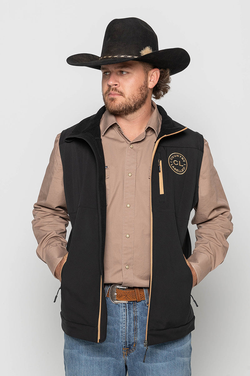 Mens - Maverick - Soft Shell Vest - Black & Tan