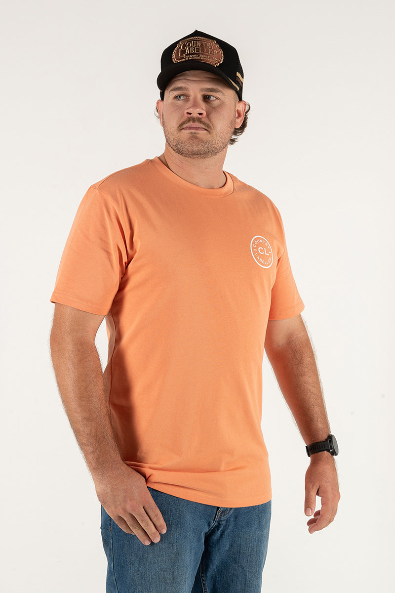 Mens Classic Signature CL T Shirt - Coral - White Logo Version