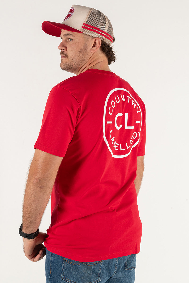 Mens Classic Signature CL T Shirt - Red - White Logo