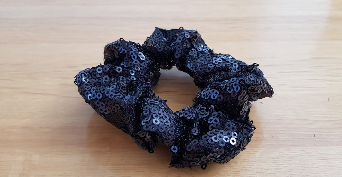 SIA sequined hair scrunchie – Black, Silver, White and Rose Gold – Free postage in Australia