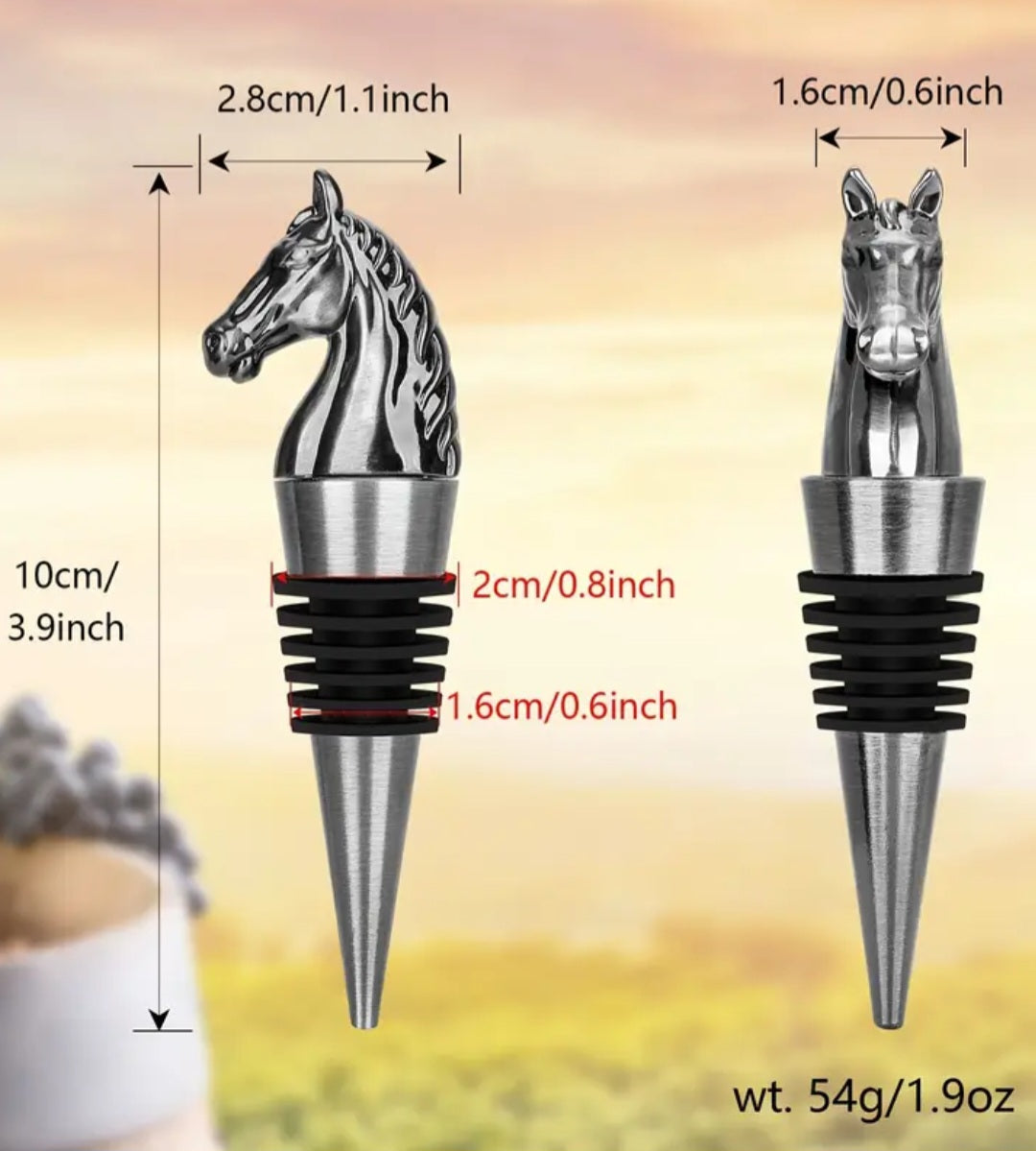 Horse Head Wine Stopper - Bronze or Silver
