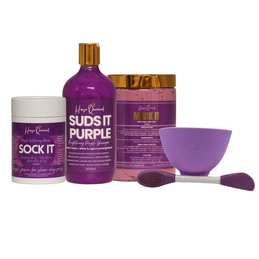 Purple Whites Pack – Horse Grooming Whitening Bundle - Horse Queened