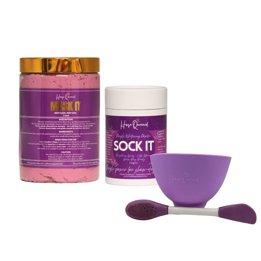 The Whites & Brights Pack – Horse Grooming Mask It + Sock It Whitening Duo - Horse Queened