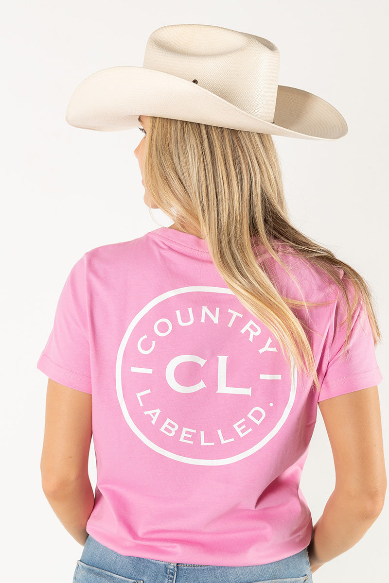 Women's Classic Signature CL T Shirt - Bubblegum - White Logo