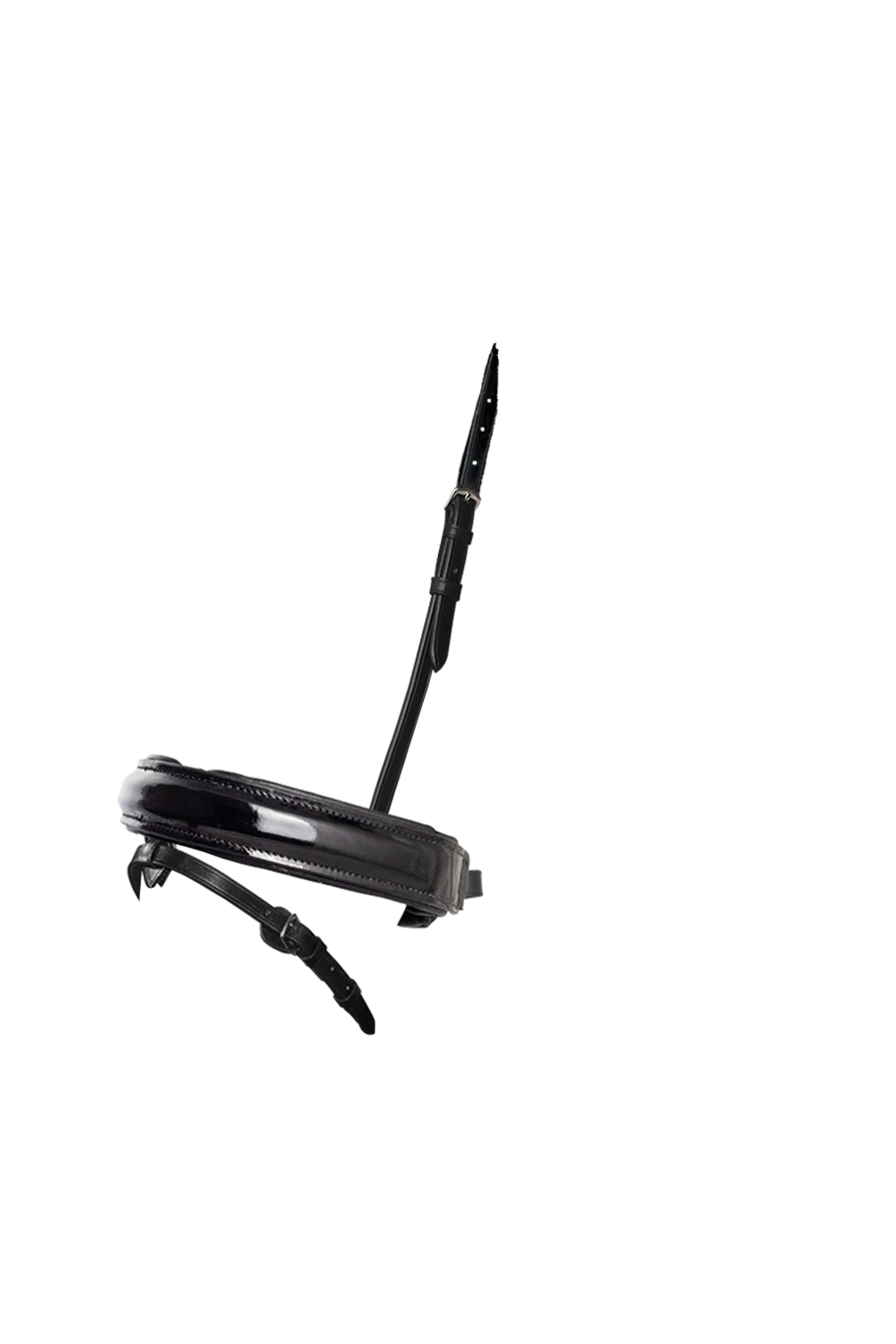 EXTRA WIDE STRAIGHT RAISED PATENT CONVERTER CRANK - BLACK SNAFFLE/DOUBLE NOSEBAND - Flexible Fit Equestrian Australia