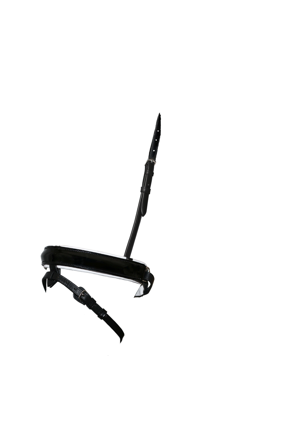 EXTRA WIDE STRAIGHT RAISED PATENT WHITE PADDED CONVERTER CRANK - BLACK SNAFFLE/DOUBLE NOSEBAND - Flexible Fit Equestrian Australia