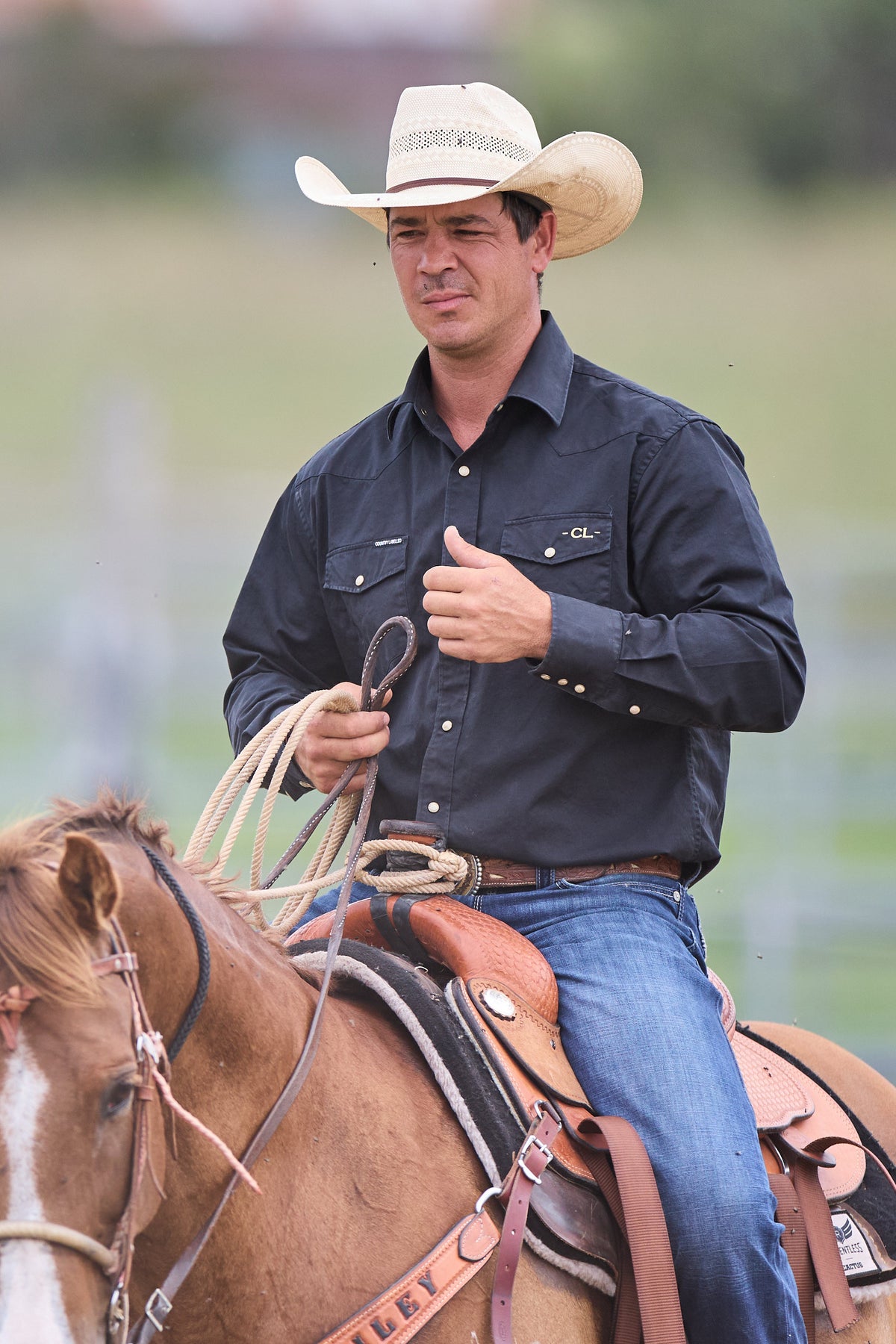 CL Cowboy Pearl Snap Button Up - Black