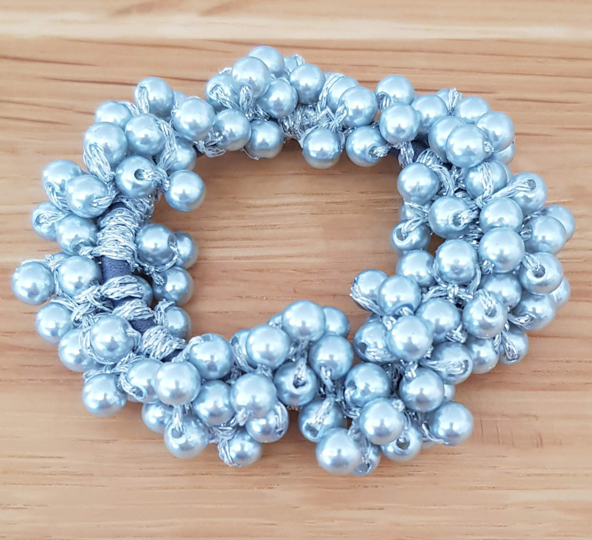 JODIE Pearl hair scrunchie - Natural, Navy, silver or Black