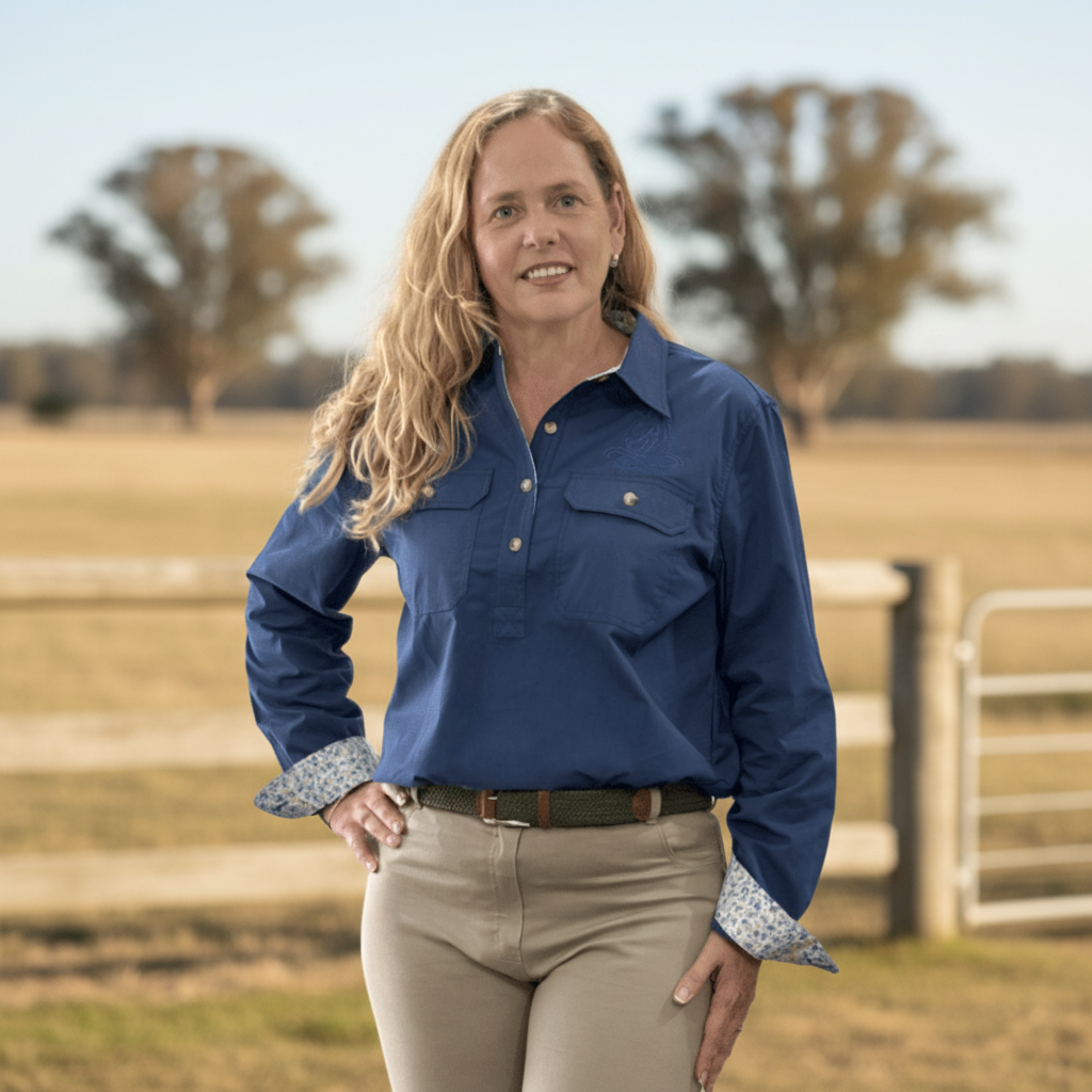 Peter Williams Riding Apparel Long Sleeve Shirt Workwear Shirt - Navy Blue