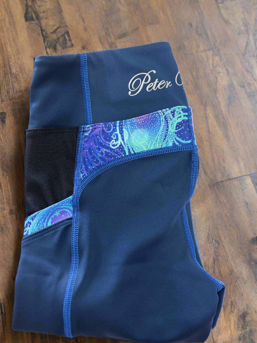 Peter Williams Riding Apparel Riding Pants Performance Riding Tights with Pocket - BLUE BUTTERFLY