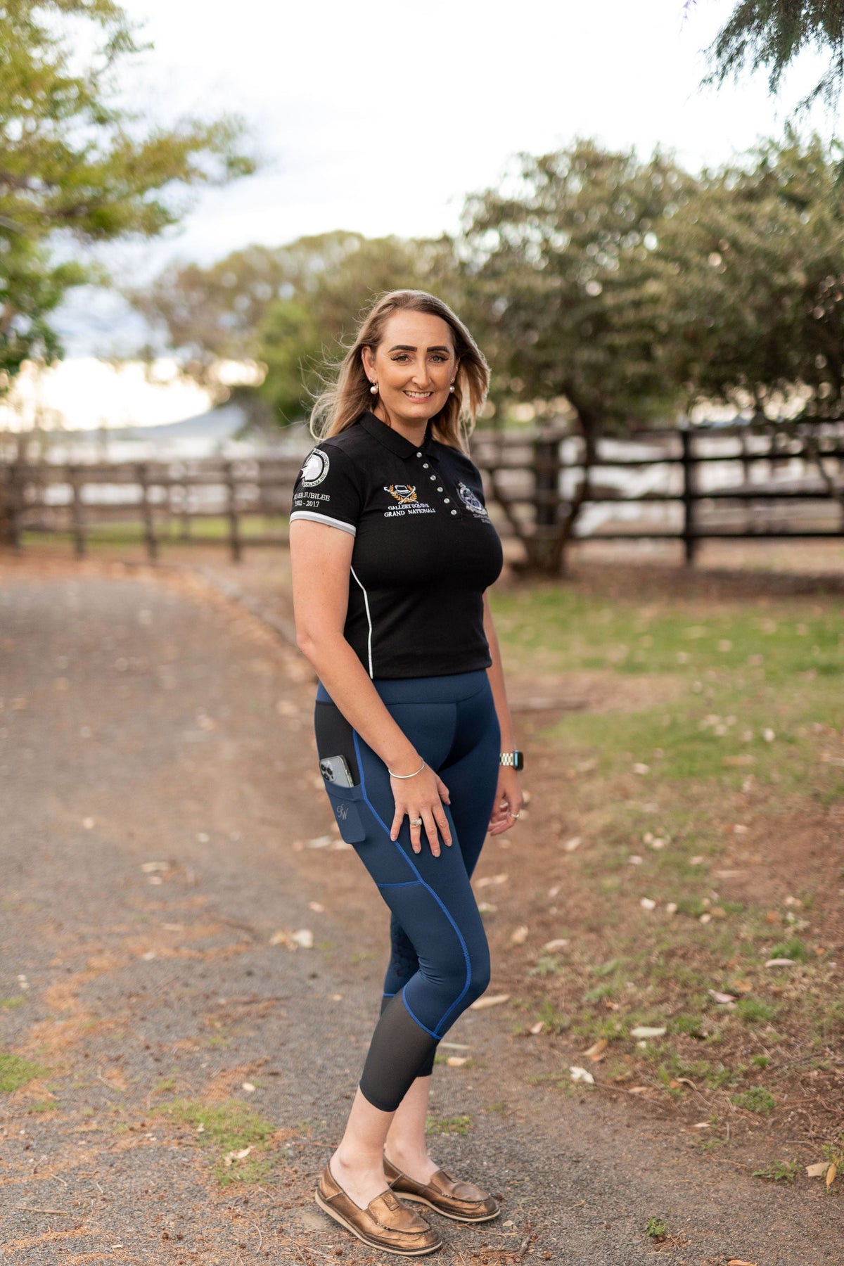 Peter Williams Riding Apparel Riding Pants Performance Riding Tights with Pockets - STORM NAVY