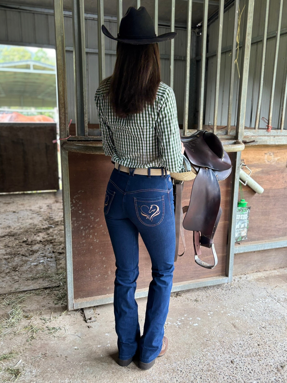 Kendall denim horse riding jeans with a flattering western stretch fit