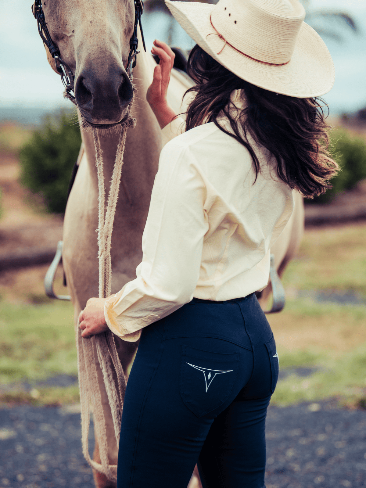 Peter Williams Roxby jeans in navy, stretch denim for barrel racing and western riding