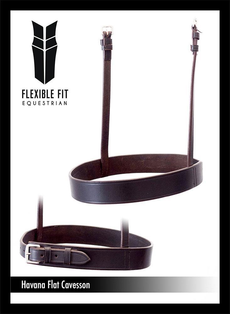 Straight Flat Plain Show Cavesson - Havana Noseband - Flexible Fit Equestrian Australia