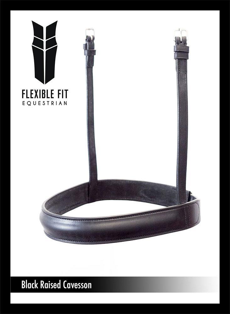 Straight Raised Plain Show Cavesson - Black Noseband - Flexible Fit Equestrian Australia
