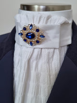 ERA EURO LYNDAL COTTON STOCK TIE - White & textured Cotton with antique brooch