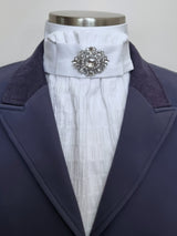 ERA EURO LYNDAL COTTON STOCK TIE - White & textured Cotton with antique brooch