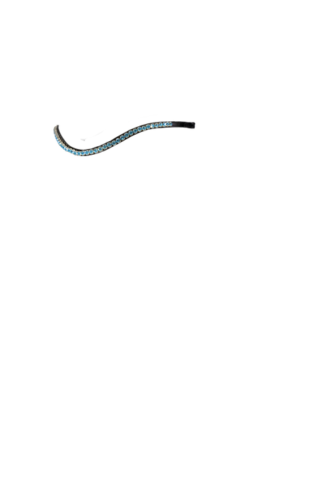 Single Row Blue Thin Crystal Wave - Black Browband