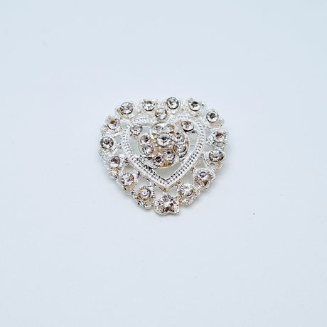 Heart shaped brooch with crystals – Free postage in Australia