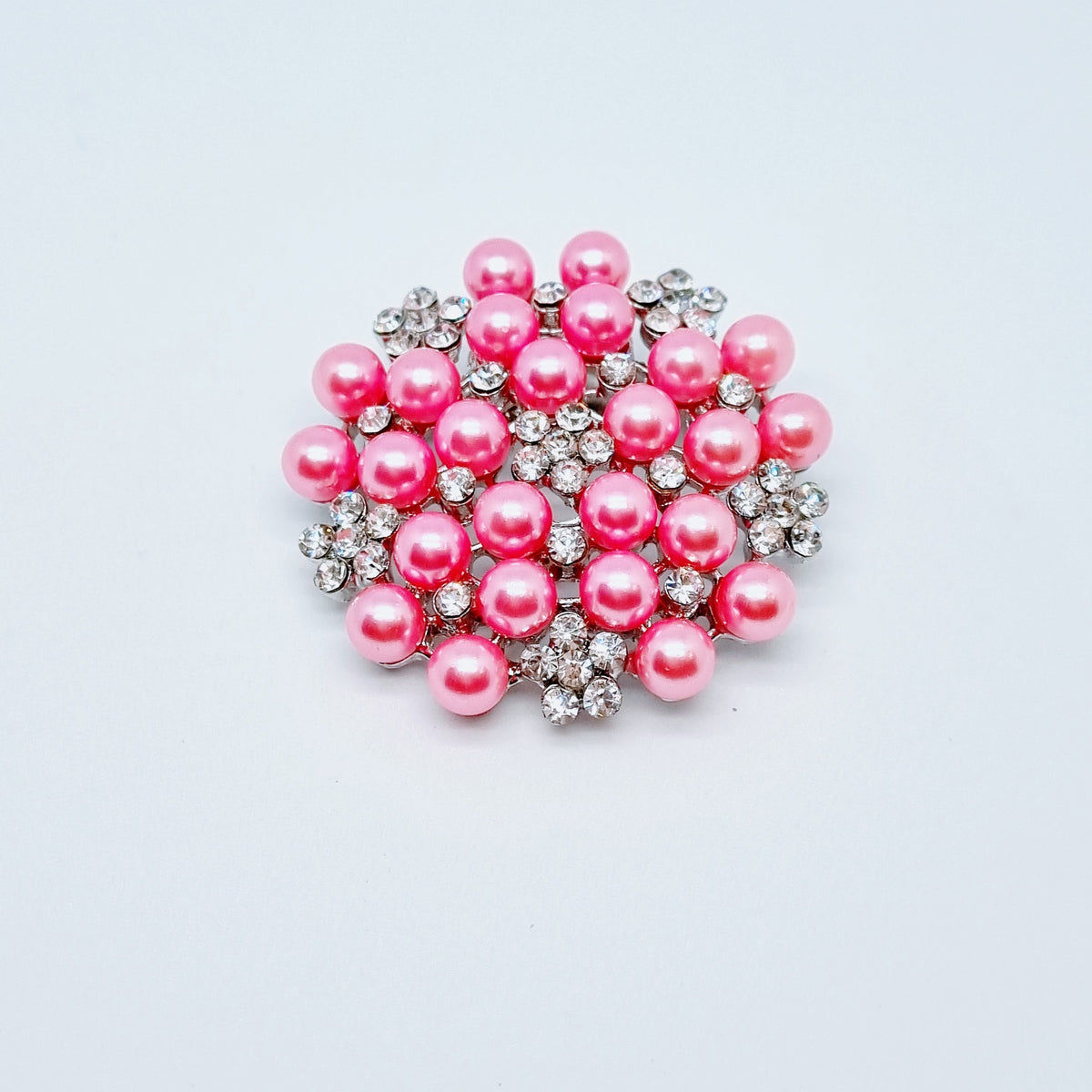 Hot pink pearl brooch with crystals