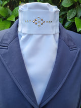 ERA EURO LYNDAL STOCK TIE- White satin or cotton with rose gold and clear crystals
