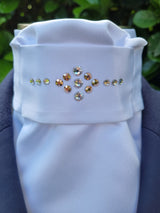 ERA EURO LYNDAL STOCK TIE- White satin or cotton with rose gold and clear crystals