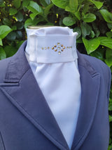 ERA EURO LYNDAL STOCK TIE- White satin or cotton with rose gold and clear crystals