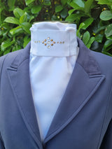 ERA EURO LYNDAL STOCK TIE- White satin or cotton with rose gold and clear crystals