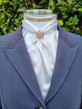 ERA Elle Stock Tie - Soft Ties with Rose Gold crystal trim, piping and Brooch