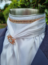 ERA Elle Stock Tie - Soft Ties with Rose Gold crystal trim, piping and Brooch