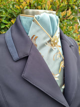 ERA Designer Collection - Pre-tied Stock Tie Plastron - Mint Oriental Brocade - Dragonflies