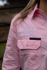 Willow 1/2 Button Ladies Workshirt - Dust Pink