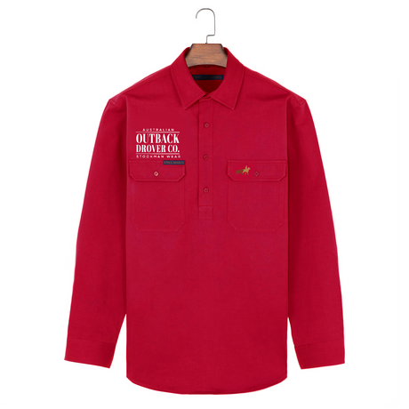 Willow 1/2 Button Ladies Workshirt - Red
