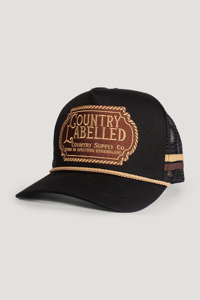 Country Labelled Cap - CL Badge Black & Gold