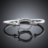 Silver crystal horse shoe bangle / bracelet