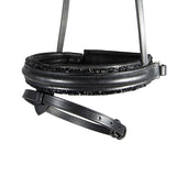 STRAIGHT RAISED CRYSTAL CONVERTER CRANK - BLACK SNAFFLE / DOUBLE NOSEBAND